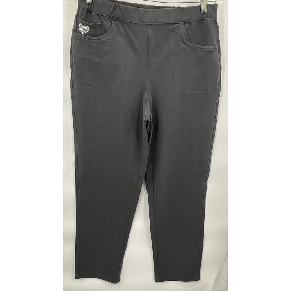 Dream Jeannes By Quacker Factory Small Womens Gray Pull-On Pants With Rhinestone